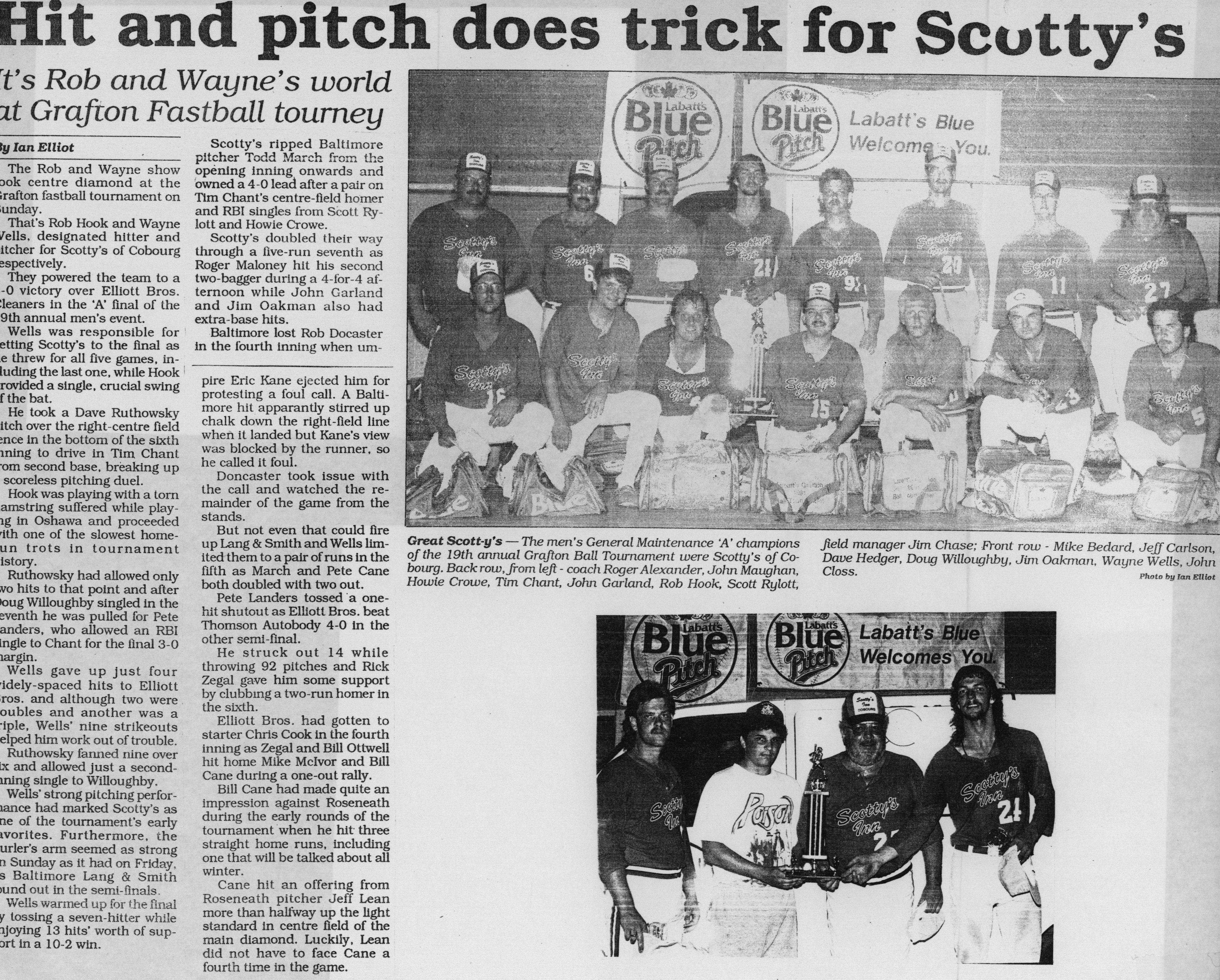 Softball -Grafton Tournament -1991 -Mens-Summary and A Champs-Scottys