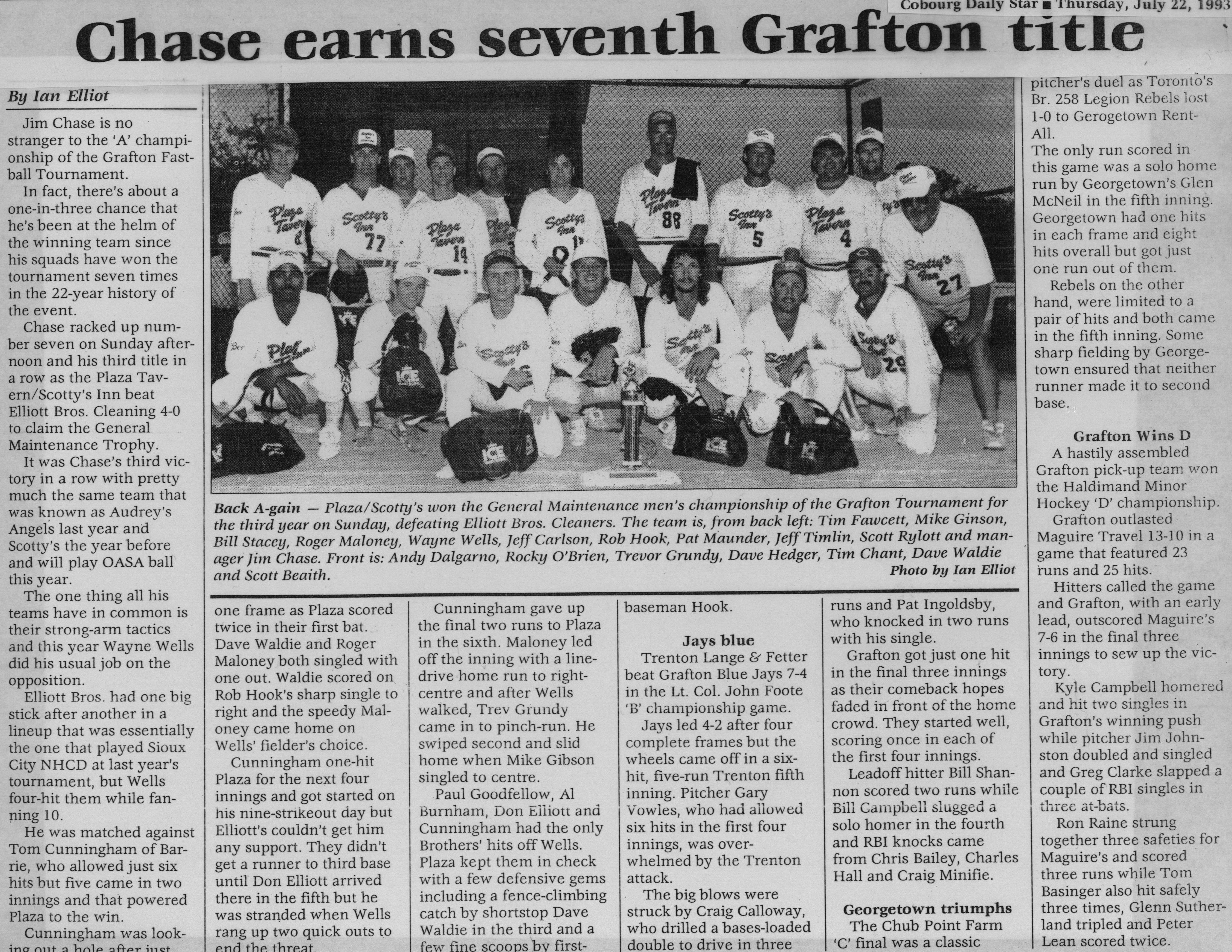Softball -Grafton Tournament -1993 -Mens-Summary and A Champs-Scottys