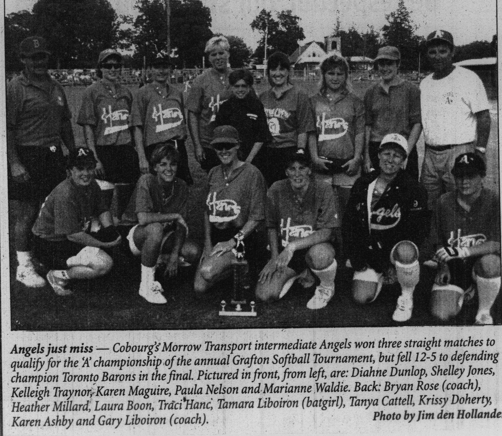 Softball -Grafton Tournament -1996 -Ladies-A Runner Up-Cobourg Morrow Angels