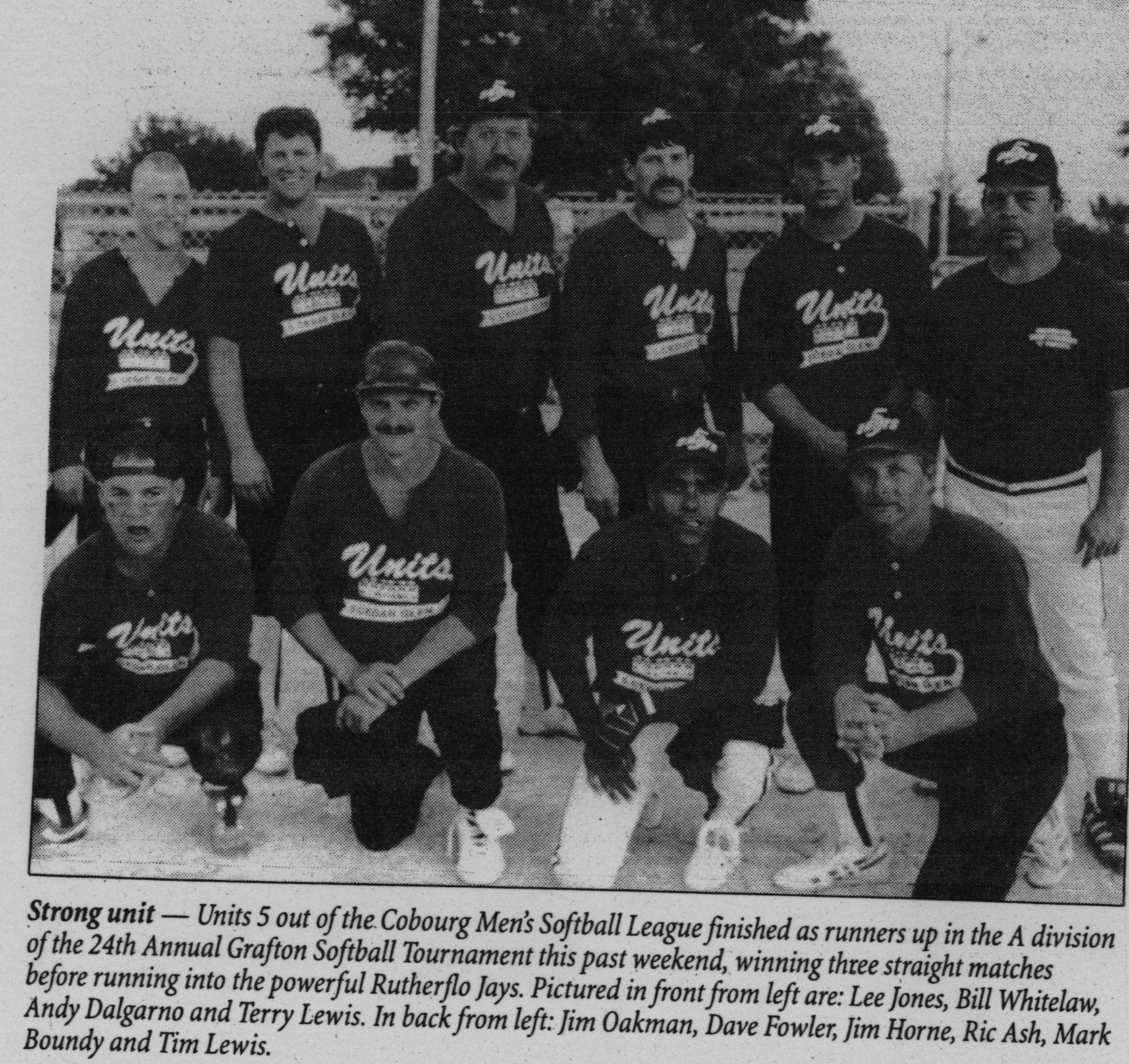 Softball -Grafton Tournament -1996 -Mens-A Runner Up-Units 5