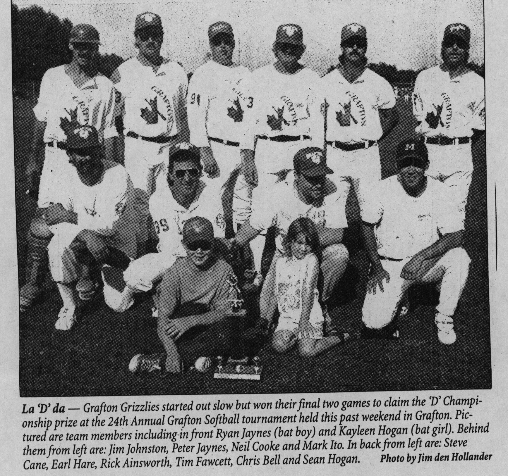 Softball -Grafton Tournament -1996 -Mens-D Champs-Grafton Grizzlies