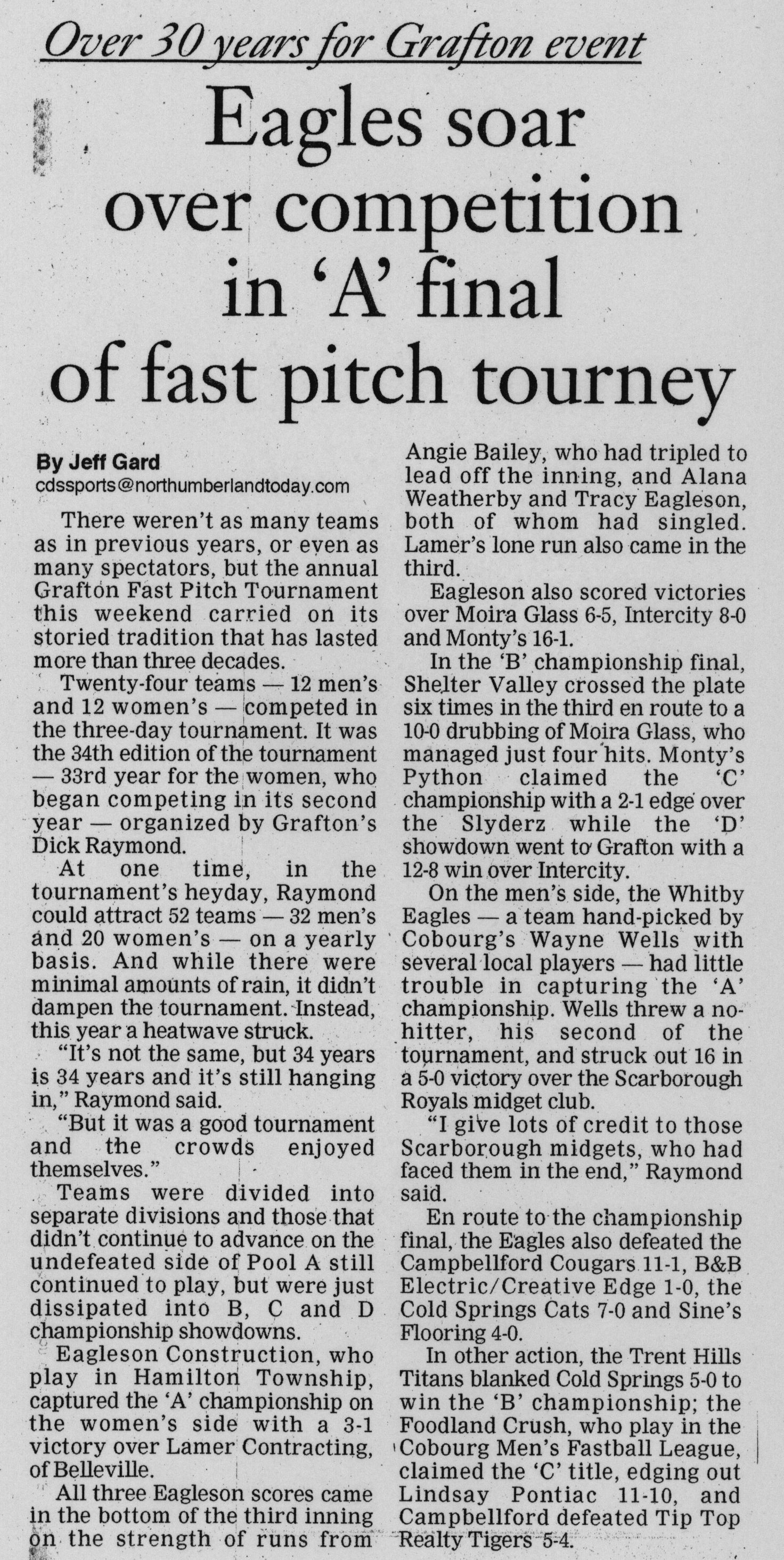 Softball -Grafton Tournament -2006 -Summary