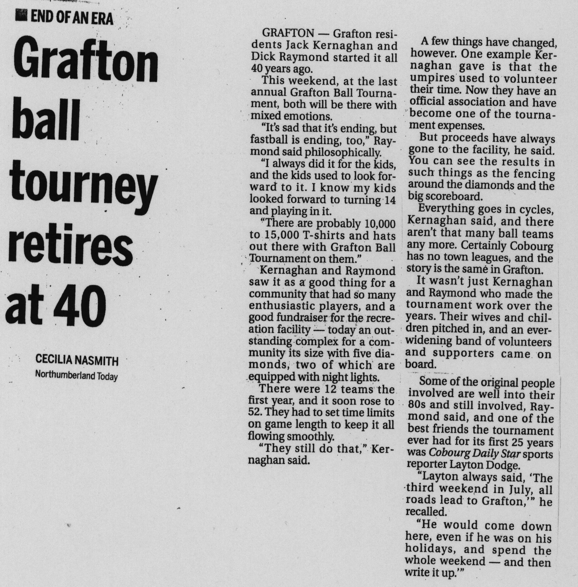 Softball -Grafton Tournament -2012 -Farewell Story 1