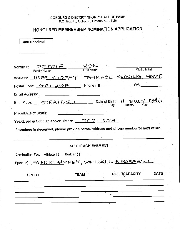 Inductee Application