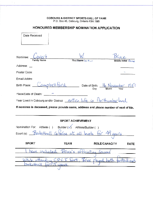 Inductee Application
