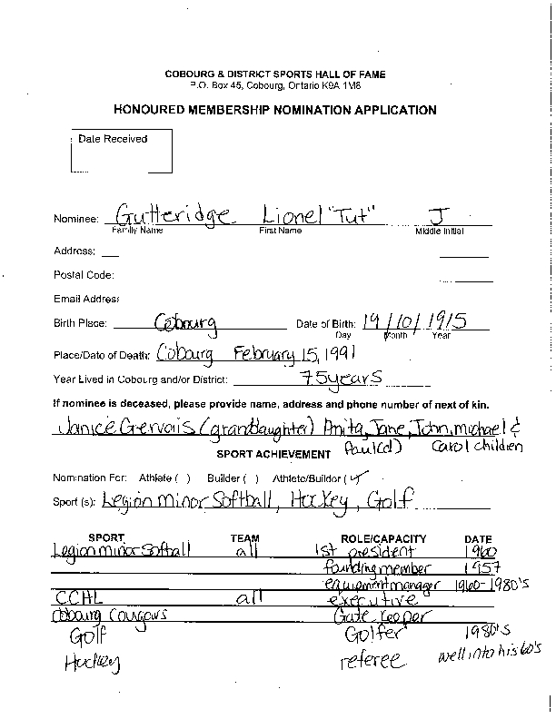 Inductee Application