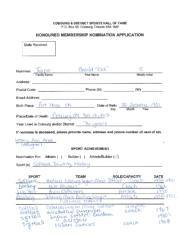Inductee Application