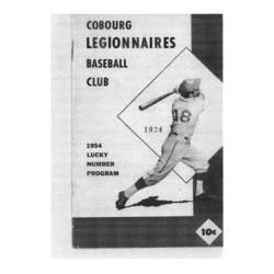 1954 Cobourg Legionnaires Baseball Club Program