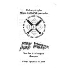 2004 program Cobourg Legion Softball Awards