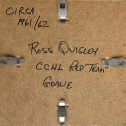 1961 CCHL goalie photo- Ross Quigley