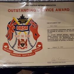 1995 Neil Cane certificate from OASA