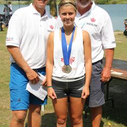 2014 CDBCC Ontario Summer Games West Ontario coaches Norm Clapp & Jeremy Fowlie w-medalist Kate Saman 