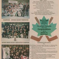 2000 CCHL Port Britain Chemical Major Bantams win OHF, OMHA, Silver Stick championships