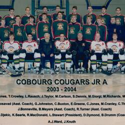 2004 Cobourg Cougars hockey team photo- Junior A