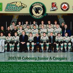 2018 Cobourg Cougars hockey team photo- Junior A