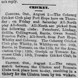 1880-08-03 Cricket -Cobourg vs Port Hope -Montreal Gazette