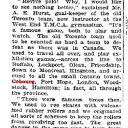 1900-01-22 Roller Polo -Toronto team played at Cobourg