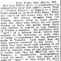 1900-03-30 Hockey -PH Ontarios reply to Whitby Man