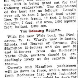 1900-07-17 Yacht Racing -New boats at Cobourg Rendezvous