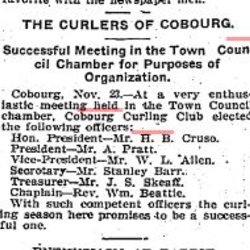 1900-11-24 Curling -Cobourg Club officers elected