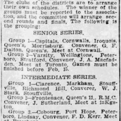 1900-12-12 Hockey -OHA-Cobourg in Junior & Intermediate