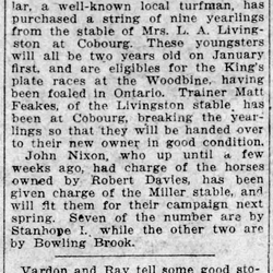 1913-12-09 Horses - Mrs Livingstone stable sale -Montreal Gazette