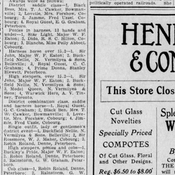 1919-08-23 Horses -Cobourg Horse Show Ladies Results -Montreal Gazette