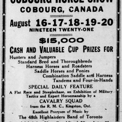1921-08-04 Horses -Cobourg Horse Show -poster -Rochester Democrat Chronicle