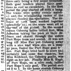 1923-03-23 Hockey -Ladies vs Port Hope