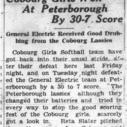 1937-06-03 Softball - Girls vs Peterborough