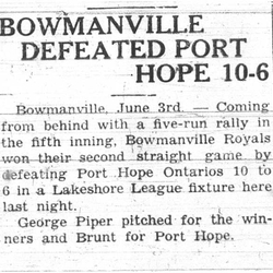 1937-06-10 Baseball - Lakeshore League-PH vs Bowmanville