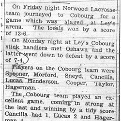 1937-06-10 Lacrosse -Norwood vs Cobourg