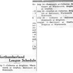 1937-07-01 Baseball - Northumberland League Schedule