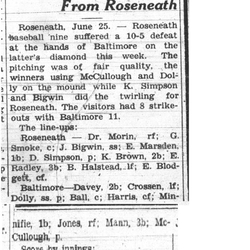 1937-07-01 Baseball - Roseneath vs Baltimore