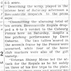 1937-07-15 Baseball - Intermediates vs Bowmanville