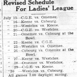 1937-07-15 Softball - Ladies League Schedule