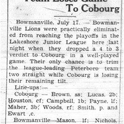 1937-07-22 Baseball - Juniors vs Bowmanville