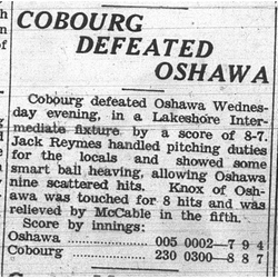 1937-07-29 Baseball - Intermediates vs Oshawa