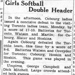 1937-08-05 Softball - Girls vs Toronto