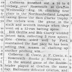 1937-08-26 Baseball - Northumberland League