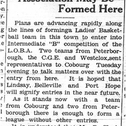 1937-11-11 Basketball - Planning Ladies League