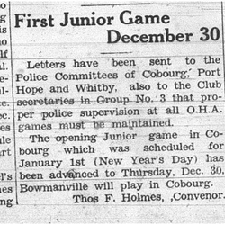 1937-12-16 Hockey - Juniors-Police supervision at games