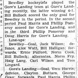 1938-02-17 Hockey -Gores Landing vs Bewdley