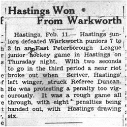 1938-02-17 Hockey -Junior Hastings vs Warkworth