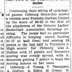 1938-03-10 Basketball -Ladies vs Toronto