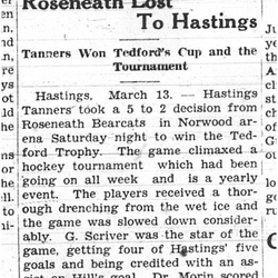 1938-03-17 Hockey -Roseneath vs Hastings for Tedford Trophy