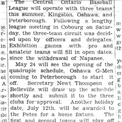 1938-05-05 Baseball -3 teams in Central Ontario League