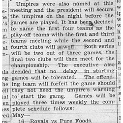 1938-05-12 Softball -Men's League schedule