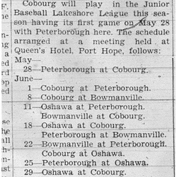 1938-05-26 Baseball -Junior Schedule