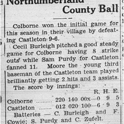 1938-06-09 Baseball -Colborne vs Castleton